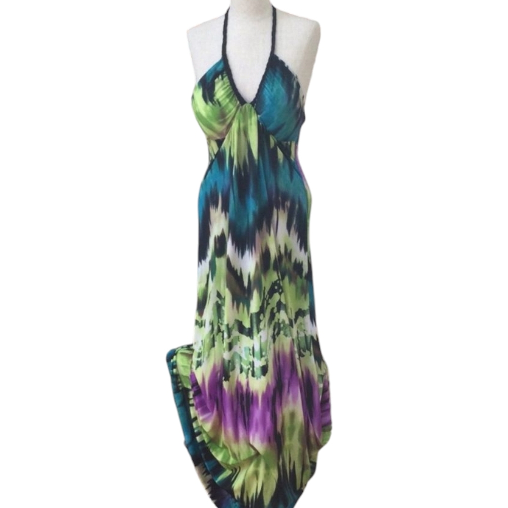 Beautiful Vibrant Multicolor Maxi Dress - Size M/L